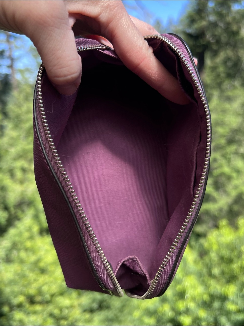 COACH Makeup Bag Small Purple Cosmetic Pouch with Silver Hardware AUTHENTIC - Picture 3 of 11